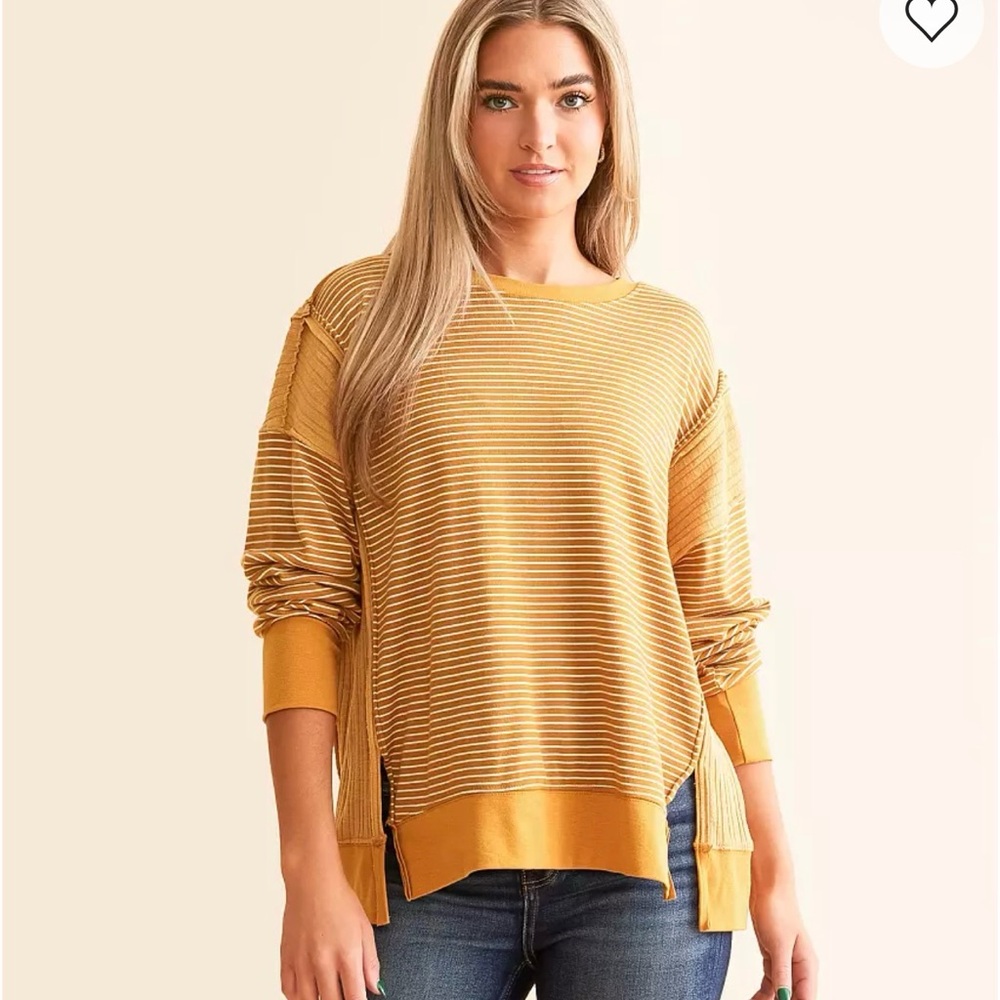 BKE: Mustard Stripe Lightweight Women's Sweater